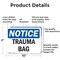 Signmission Trauma Bag, 10 in W x Rectangle, Aluminum OS-2PACK-NS-A-710-L-18727 - alternate 2